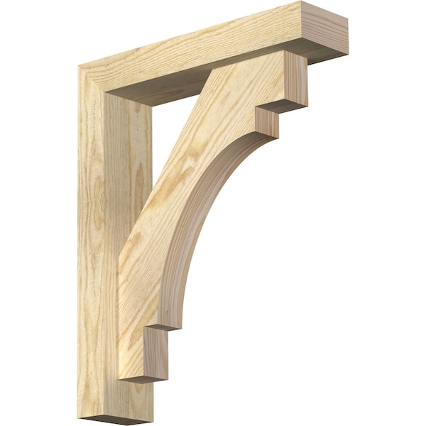 Ekena Millwork Merced Block Rough Sawn Bracket w/ Offset Brace, Douglas Fir, 4"W x 16"D x 20"H BKT0402X16X20MRC05RDF - main